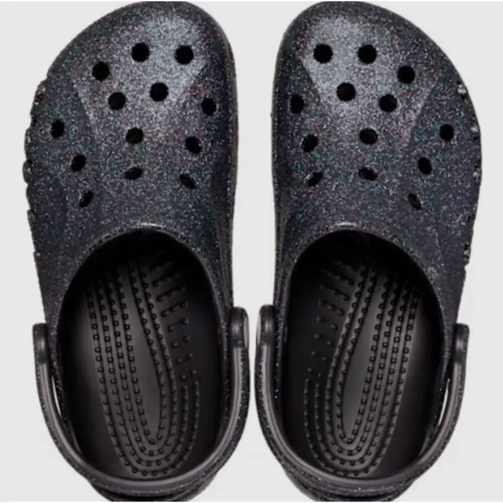 Crocs Unisex Black Baya Glitter Clogs Size M's 7 W's 9 - Picture 11 of 12